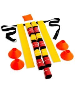 Franklin Sports Flag and Ball Set - Flag Football Belts and Football for Kids - Full Youth Flag Football Set - Includes 2 Flag Sets of 5