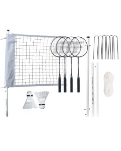1 Bold and Strong Rope 4 Rivets Garden Badminton Set for Family Games Net and 6 Posts 4 Rackets Professional Badminton Set with 2 Shuttlecocks 1 Enlarged Original Package 