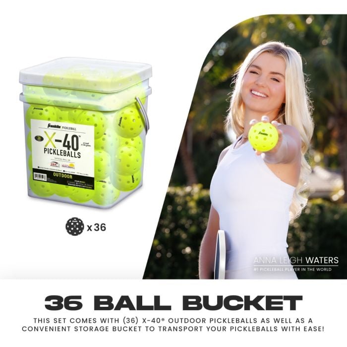 Franklin Sports X-40 Outdoor Pickleballs - Bucket of USA