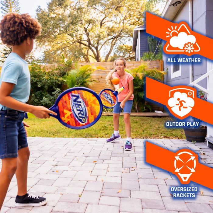 NERF Small Driveway Tennis Set for Kids - 2 Player Kids Tennis Set