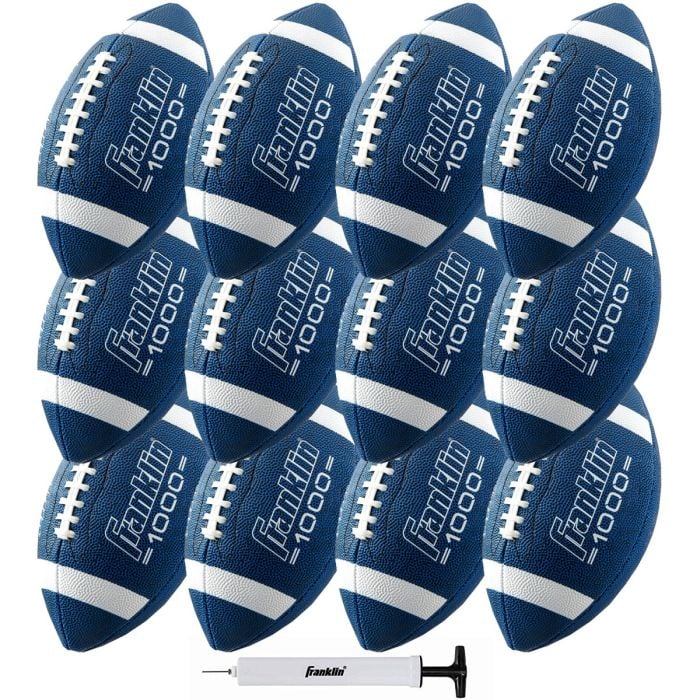 Junior Size Football With Pump - 12 Pack Deflated - Blue/White