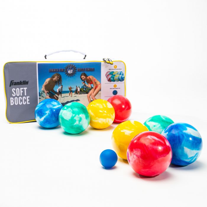 Franklin Sports Conjunto Bocce Ball – 8 bolas de bocha de 90 mm para todos  os climas, 1 Pallino e estojo de transporte – Jogo de praia, quintal ou  festa ao ar