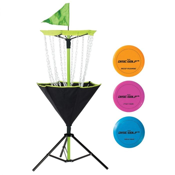 Franklin Sports Disc Golf Set – Disc Golf – Includes Disc Golf Basket,  Three Golf Discs and Carrying Bag