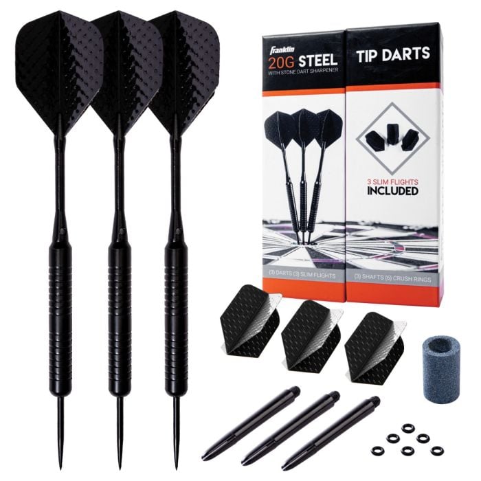 Franklin Sports 20Gram Steel Tip Dart Set - Game Room Ready With Standard  Flights, Slim Flights, Stone Sharpener, Nylon And Aluminum Saft - Perfect  For Family Game Room Fun With Friends