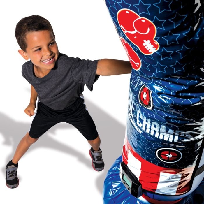 Future Champs Electronic Inflatable Boxing Bag 2 Game Modes Boxing Or Kickboxing Light 60 X 22 X 22 Ages 6 Franklin Sports