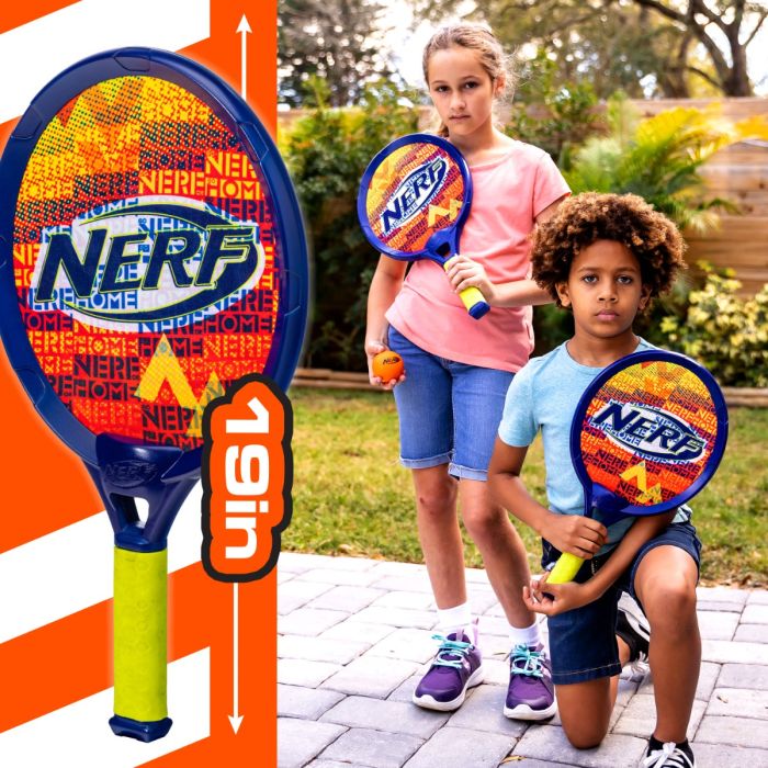 NERF Small Driveway Tennis Set for Kids 2 Player Kids Tennis Set Rackets and Foam Tennis Ball Indoor Outdoor Tennis Set 2 NERF Rackets NERF Foam Ball Included Franklin Sports