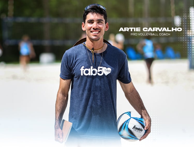 Artie Carvalho, pro volleyball and p1440 coach holds Franklin's new 9000 Game Beach Volleyball.